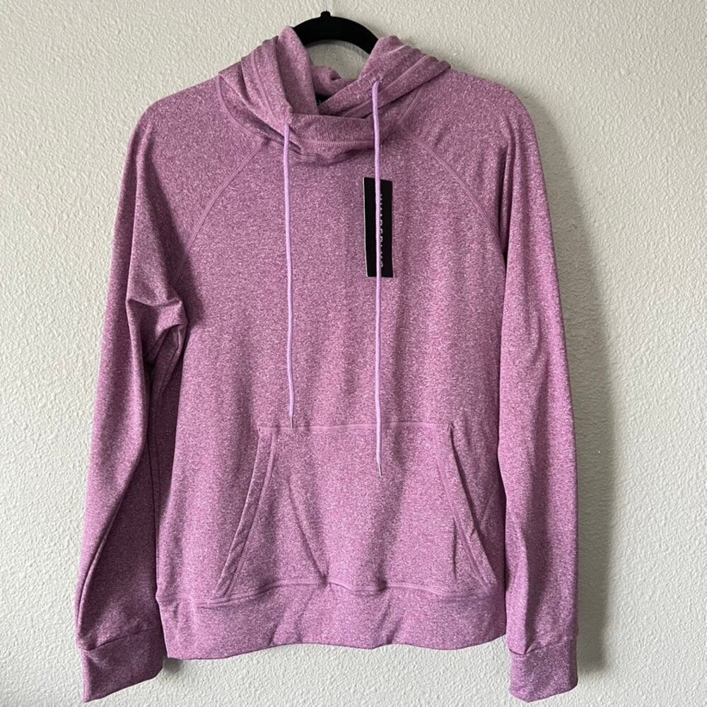 Kimberly C Heathered Purple Pullover Hoodie Kangaroo Pocket Casual Womens Small